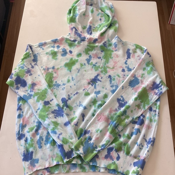 Host Pick! 27 Miles Malibu The Garcelle Hoodie Bermuda Tie Dye Small Blue/Green - Picture 5 of 6